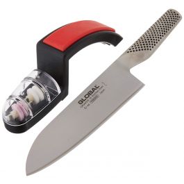 Global G-2 Cooks 20cm Knife + Minsosharp Sharpener 2-Piece Starter Set