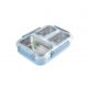 La gourmet Sassy PAC2GO 1.2L 3 Compartment with 304 Stainless Steel Insert Leak Proof Lunch Box with Powder Blue Body & Clip