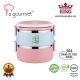 La gourmet New Millennium PAC2GO 1.4L 2-tier Lunch Box with 304 Stainless Steel Insert - Pink