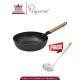 La gourmet Nitrigan 30 x 8.7cm Cast Iron Open Wok with Long Wooden Handle & Helper, 4L (IH) (Free Stainless Steel Skimmer with Wood Handle worth RM79.90)