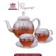La gourmet Tea & Coffee Miranda Borosilicate 0.6L Glass Tea Pot + 0.24L Glass Tea Cup & Saucer Set (2pc Each)