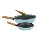 Zenith by Shogun 28cm toss & turn Stir fry wok with glass lid with wooden knob & handle with Induction + Zenith by Shogun24x4.5cm frypan with wooden handle with Induction 