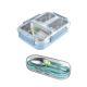 La gourmet Sassy Collection 1.2L 3 compartment lunch box with powder blue body & clip + La gourmet Sassy Pack to Go Stainless Steel Fork & Spoon